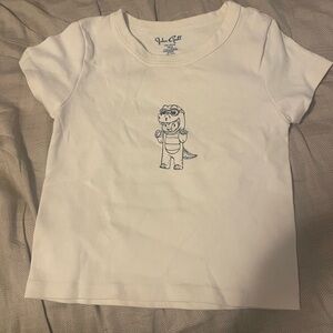 Brandy Meville white baby tee with crocodile design